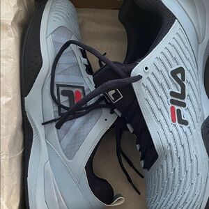 Fila Sky Blue and Black Sneakers, Men’s Tennis size 11.5